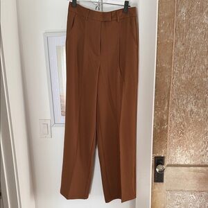 High-Waist Straight Leg Trousers - Brown